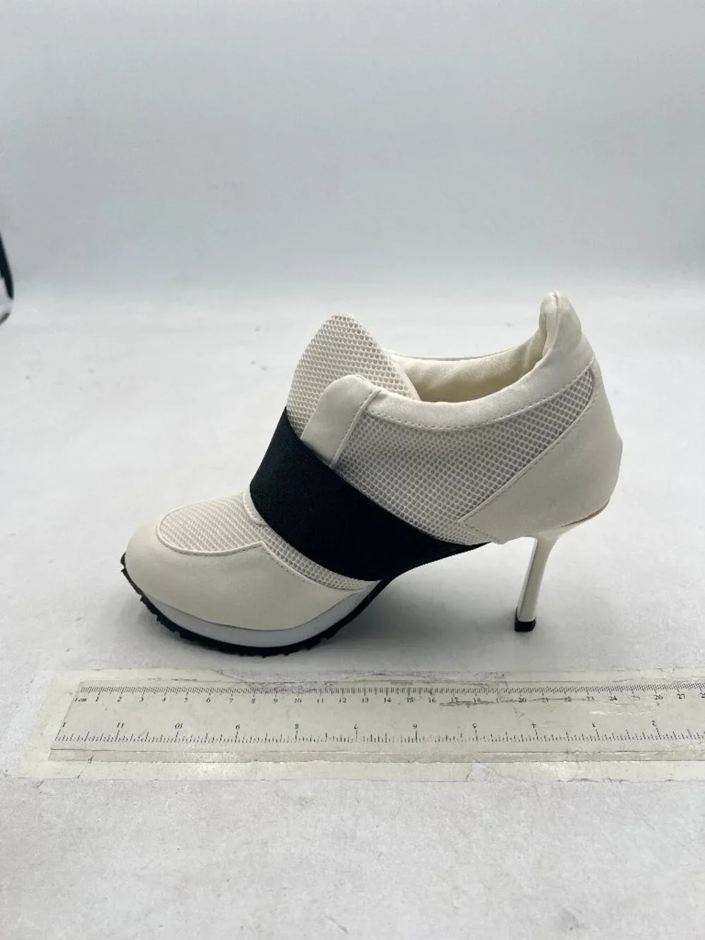 White Women's Beathable Mesh Sneaker Pull On High Heels Stylish Pumps